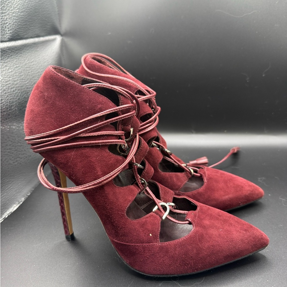 Brian Atwood Burgundy Suede Heels